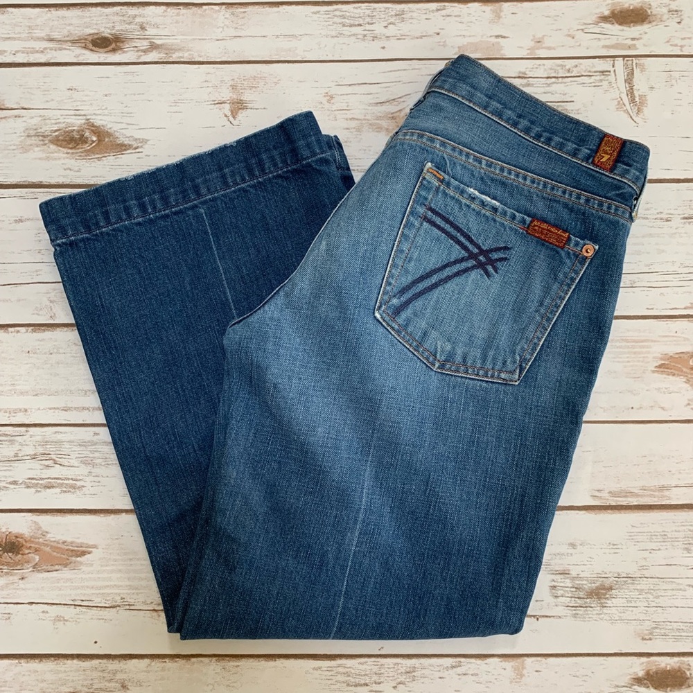 7 FOR ALL MANKIND DOJO FLARE CROPPED JEANS SZ 30